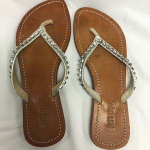 Mystique bejeweled leather sandals